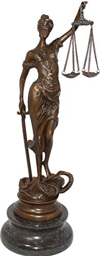 Antik 2000 Bronzeskulptur Justitia Göttin der Gerechtigkeit Bronzefigur Handarbeit Signiert von Antik 2000