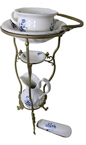 Antik 2000 Waschschüssel Ständer im Barock Stil mit Wasch-Set komplett mit blauen Blumenmuster auch für den Garten Antik 2000 Waschschüssel Ständer im Barock Stil mit Wasch-Set komplett mit blauen Blumenmuster auch für den Garten von Antik 2000