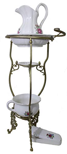 Antik 2000 Waschschüssel Ständer im Barock Stil mit Wasch-Set komplett mit rosa Blumenmuster auch für den Garten Antik 2000 Waschschüssel Ständer im Barock Stil mit Wasch-Set komplett mit rosa Blumenmuster auch für den Garten von Antik 2000