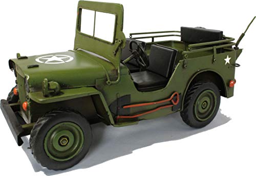 Antik 2000 großes Modell Willys Jeep US Army Handarbeit Metall von Antik 2000