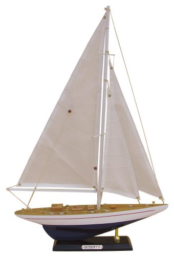 Segel-Yacht - ENTERPRISE Holz mit Stoffsegel, L: 32cm, H: 49cm von Antik 2000