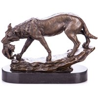 Vintage Bronzeskulptur Bronzefigur Wolf Mit Welpen Statue Auf Marmor Antik-Stil von AntikBayern