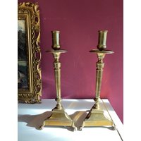 Vintage Messing Kerzenhalter 2Er Set, Massiver Kerzenständer von AntikBayern