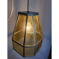 Alte Deckenlampe Mit Bleiverglasung, Hängelampe Flurlampe von AntikDekoVintage