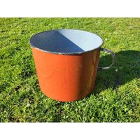 Großer Emaille Topf in Braun, Einwecktopf, Pflanztopf von AntikDekoVintage