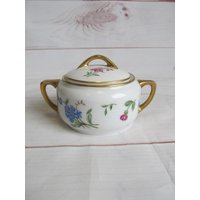 Vintage Kpm Berlin Porzellan Zuckerdose Mit Handgemalten Blumen, Deutschland Vintage Kpm Berlin Porzellan Zuckerdose Mit Handgemalten Blumen, Deutschland von AntikGift