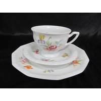 Vintage Rosenthal Maria Classic Rose Sommerstrauss Trio Frühstück Set, Germany Porzellan, Tasse, Untertasse Und Teller | A von AntikGift