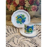 Vintage Rosenthal Studio Line Polygon Trio, Frühstücksset Für Tasse Untertasse Teller Bold , Deutschland Porzellan, 1970Er Jahre von AntikGift