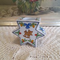 Vintage Weihnachtsleuchter Dekoration Hutschenreuther 1814 Porzellan Stern 6-Strahlig, Kerzenleuchter, Germany von AntikGift