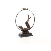 Bronzefigur, Liegende Tänzerin Im Ring Auf Marmorsockel von AntikHandelLux
