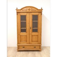 Schöne Antike Gründerzeit Vitrine in Weichholz Restauriert, Bücherschrank von AntikHandelLux