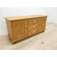 Schöne Kleine Landhaus-Kommode Mit Porzellanknöpfen in Weichholz, Lowboard von AntikHandelLux