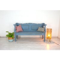 Schöne Sitzbank in Shabby-Chic-Blau, Weichholz "169 cm Breit" Schwedenbank von AntikHandelLux