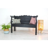 Schöne Sitzbank in Shabby-Chic-Schwarz, Weichholz "138 cm Breit" Schwedenbank von AntikHandelLux