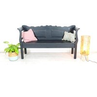 Schöne Sitzbank in Shabby-Chic-Schwarz, Weichholz "169 cm Breit" Schwedenbank von AntikHandelLux