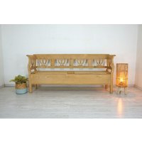 Schöne Truhenbank Im Jugendstil 200 cm Breit, Unbehandelt "Do It Yourself" von AntikHandelLux
