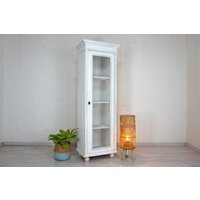 Schöne Vintage Vitrine in Weichholz Shabby-Chic-Weiß Im Landhausstil von AntikHandelLux