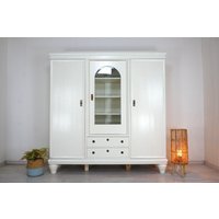 Schöner Großer 3-Türiger Jugendstil-Schrank Von 1920, Restauriert in Weiß von AntikHandelLux