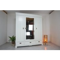 Schöner Großer Restaurierter 3-Türiger Jugendstil-Schrank Von 1920 in Weiß von AntikHandelLux