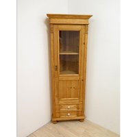 Schöner Schmaler Eckschrank, Vitrine Im Jugendstil in Weichholz Massiv Schöner Schmaler Eckschrank, Vitrine Im Jugendstil in Weichholz Massiv von AntikHandelLux