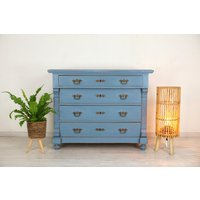 Vintage Kommode in Shabby-Chic-Blau Im Landhausstil Massiv von AntikHandelLux