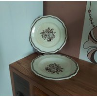 Vintage Gefle Mignon Porzellan Teller Set 2, Schweden, 1940Er Jahre von AntikHausCrafts