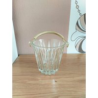 Vintage Gepresste Glas Eiskorb Mit Metallgriff von AntikHausCrafts