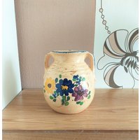 Vintage Handbemalt Keramik Topf Mit Blumen Motiv von AntikHausCrafts