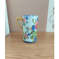 Vintage Keramik Tasse Mit Blumenmuster, Teetasse, Spanien von AntikHausCrafts
