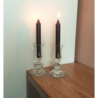 Vintage Klar Glas Kerzenhalter Set 2 von AntikHausCrafts