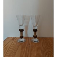 Vintage Klar Glas Schnapsgläser Mit Seil Dekorierung Set 2 von AntikHausCrafts