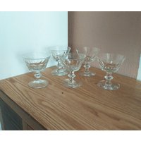 Vintage Klares Glas Champagner Gläser Im Baccarat Stil, Set 5, 1930Er Jahre von AntikHausCrafts