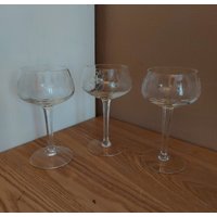 Vintage Klarglas Champagner Gläser Set 3, Geätztes Glas von AntikHausCrafts