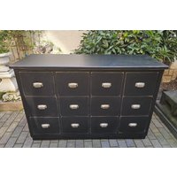 Antike Kommode Sideboard Apothekerkommode Schwarz von AntikStaudinger