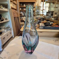 50Er Jahre Glas Vase Wie Murano Blau Rosa 50Er Jahre Glas Vase Wie Murano Blau Rosa von AntikStorys