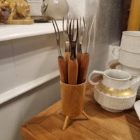 50Er Jahre Käsegabeln Partybesteck Holzgriff Vintage Retro 6 Stück Albico von AntikStorys