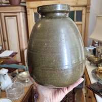 60Er Jahre Steingut Vase Handmade Braun Retro Vintage von AntikStorys
