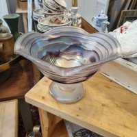 Jugendstil Poschinger Glas Lila Schillernde Große Schale Stempel von AntikStorys