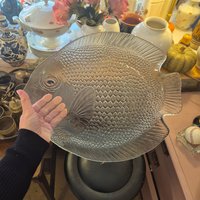 Vintage Retro Glas Schale Platte Fischmotiv Obstschale Gebäck Servierteller von AntikStorys