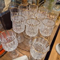 Weinglas Longchamp Art Cristal D'arques Mit Goldrand Weinglas Longchamp Art Cristal D'arques Mit Goldrand von AntikStorys