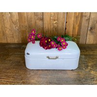Valentinstaggeschenk Antike Emaille Brotdose, Brotbox von AntikZeitlosSchoen