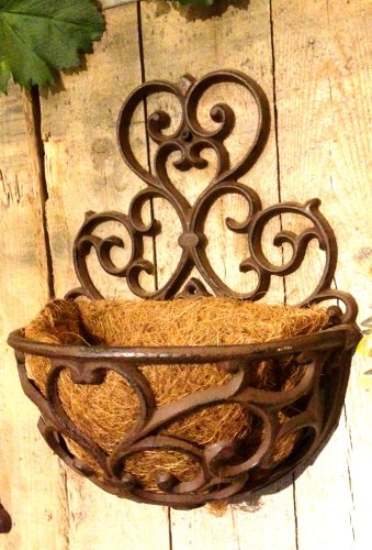 Antikas - Blumenkasten im Landhausstil, schöne Metall Balkonkästen mit Kokoseinlage von Antikas