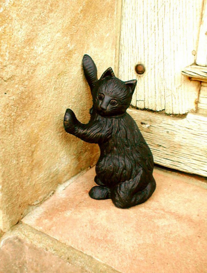 Antikas Dekofigur Türstopper schwarze Katze, Skulptur, Türöffner, schwarzer Kater sehr von Antikas
