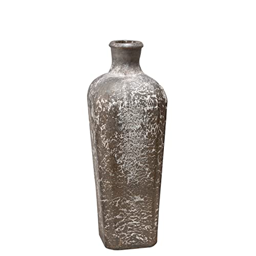 Antikas - Dekoflasche, Vase, Groß, Chabby Chic | Glas, Grau-weiß | H 31,0 x B 11,0 cm von Antikas