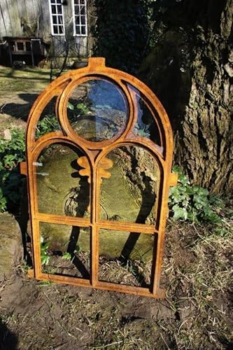 Antikas - Eisenfenster mit Glas Set, Stallfenster Kirchenfenster Rundbogen von Antikas