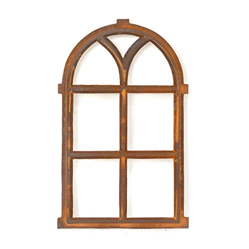 Antikas | Eisenfenster mit Rundbogen | ca. 66 x 39 cm | Als Landhausfenster, Gartenfenster und Garagenfenster von Antikas