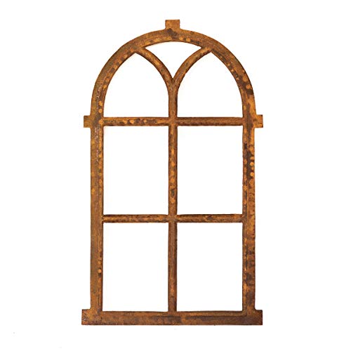 Antikas | Eisenfenster mit Rundbogen | ca. 98 x 54 cm | Fenster aus Gusseisen in antik Stil | für Gartenmauer, Gartenhaus und als Stallfenster von Antikas