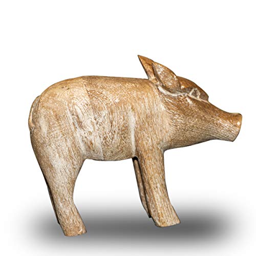 Antikas - Ferkel Gartenfigur Holzfigur Tiere Tierfiguren Dekoration - 22,5 cm x 16,5 cm von Antikas