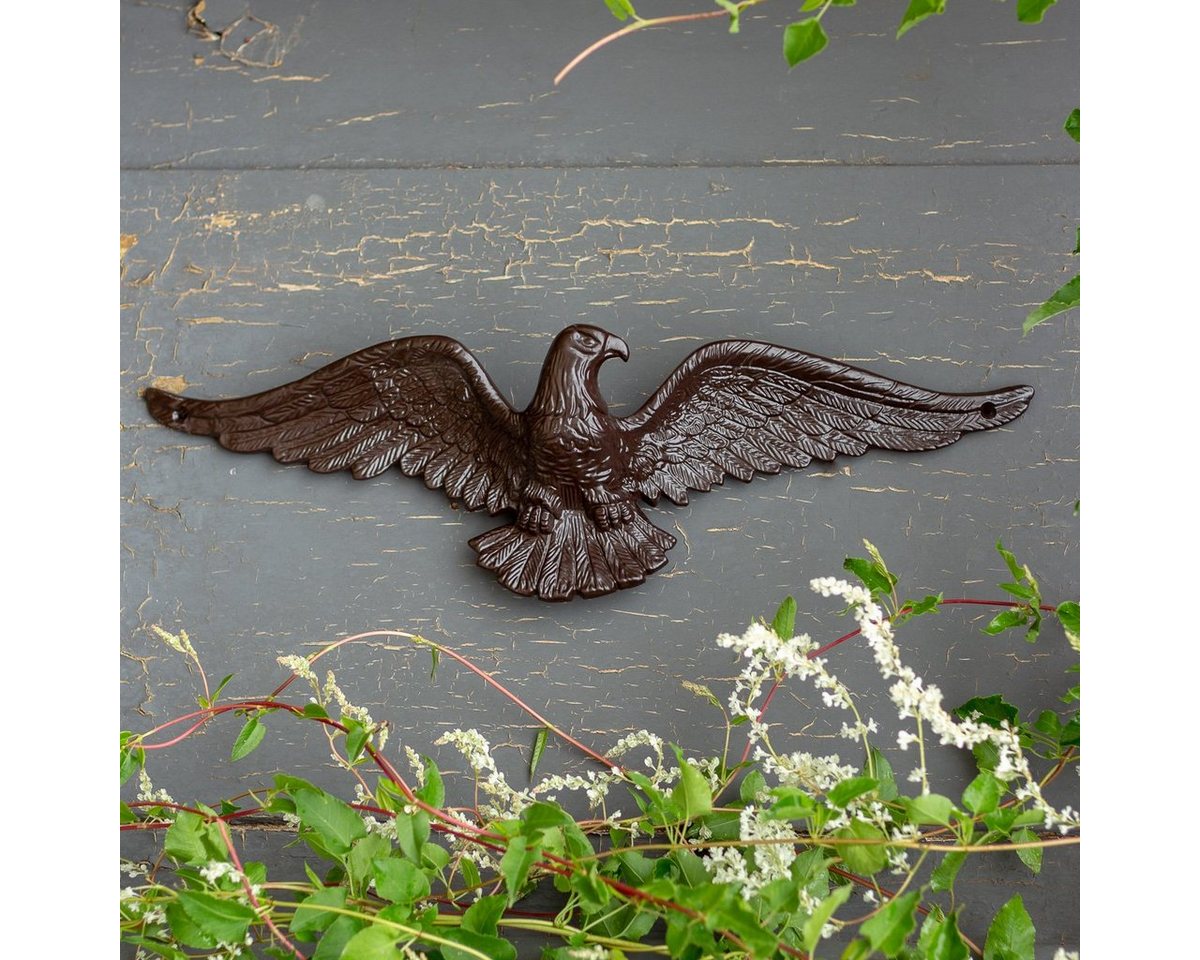 Antikas Gartenfigur Adler als Türdeko, Wanddekoration Tierfigur, Adler in braun von Antikas