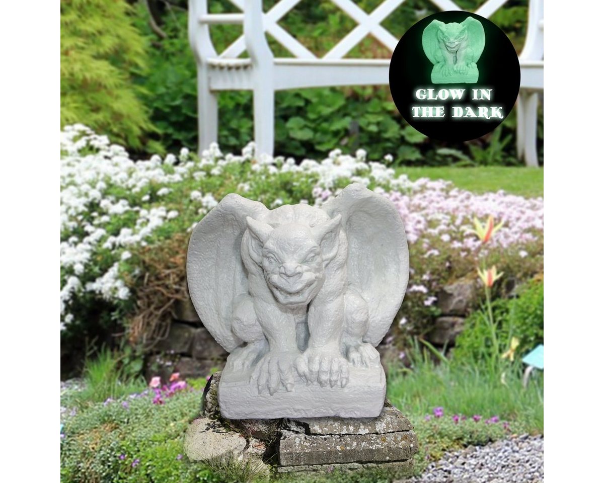 Antikas Gartenfigur Gargoyle - Glow in the Dark, weiß, Drachenwächter, Mittelalter von Antikas